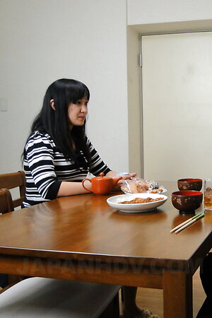 Slutty Risa Kurokawa is fucked in mouth and twat next to her hubby.